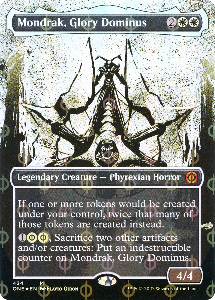 Mondrak, Glory Dominus (ONE-424) - Phyrexia: All Will Be One: (Showcase) (Borderless) Foil