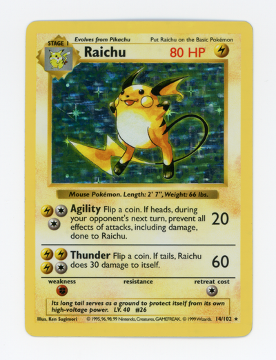 Raichu — Rare|Shadowless|Holo — ID 16487