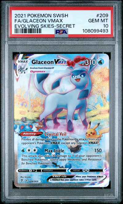 PSA 10 FA/GLACEON VMAX EVOLVING SKIES-SECRET