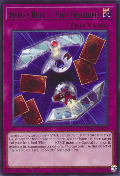 Hero's Rule 1: Five Freedoms - MZMU-EN027 - Rare - 1st Edition