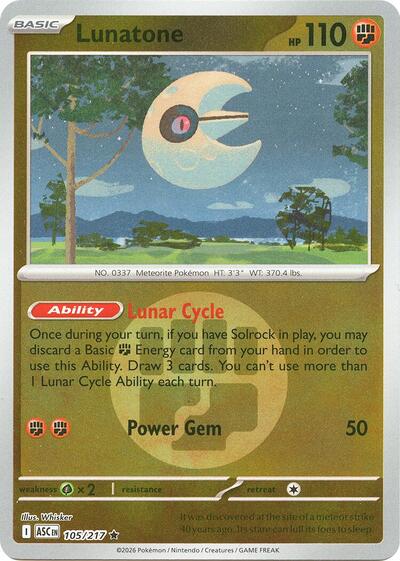 Lunatone - Energy Symbol Pattern - 105/217 - Rare [me025-105] [Reverse Holo]