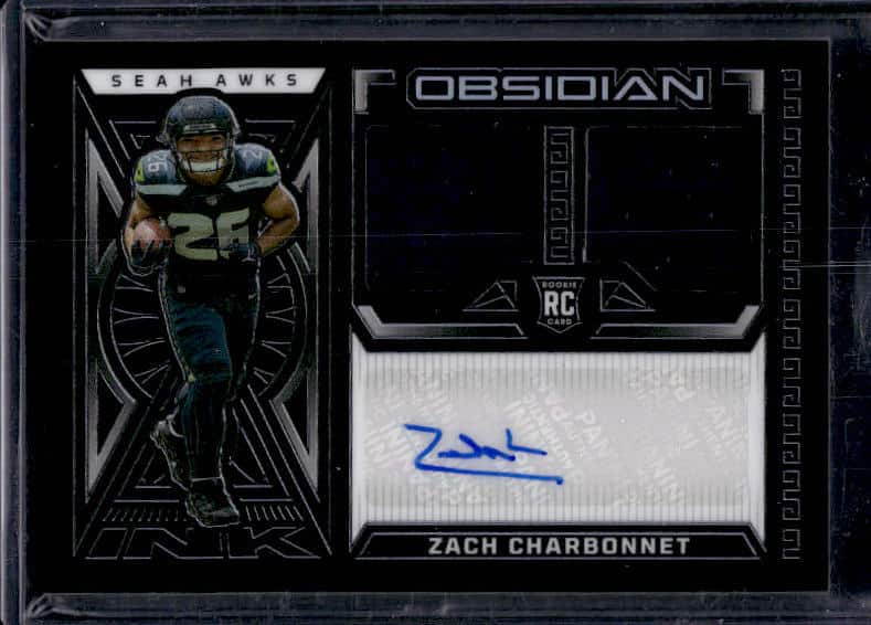2023 Panini Obsidian Zach Charbonnet #RJI-ZCH Rookie Patch Autograph /199