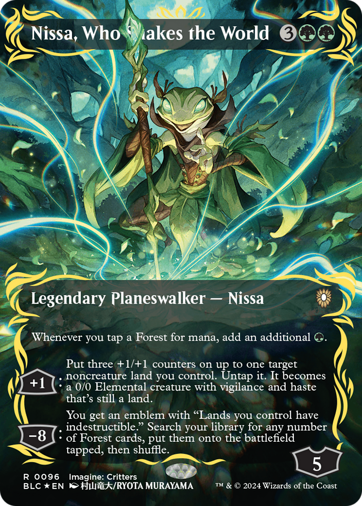 Nissa, Who Shakes the World (BLC-096) - Bloomburrow Commander (Borderless) Foil