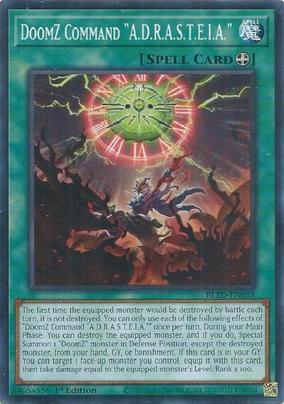 DoomZ Command "A.D.R.A.S.T.E.I.A." - BLZD-EN058 - Common - 1st Edition