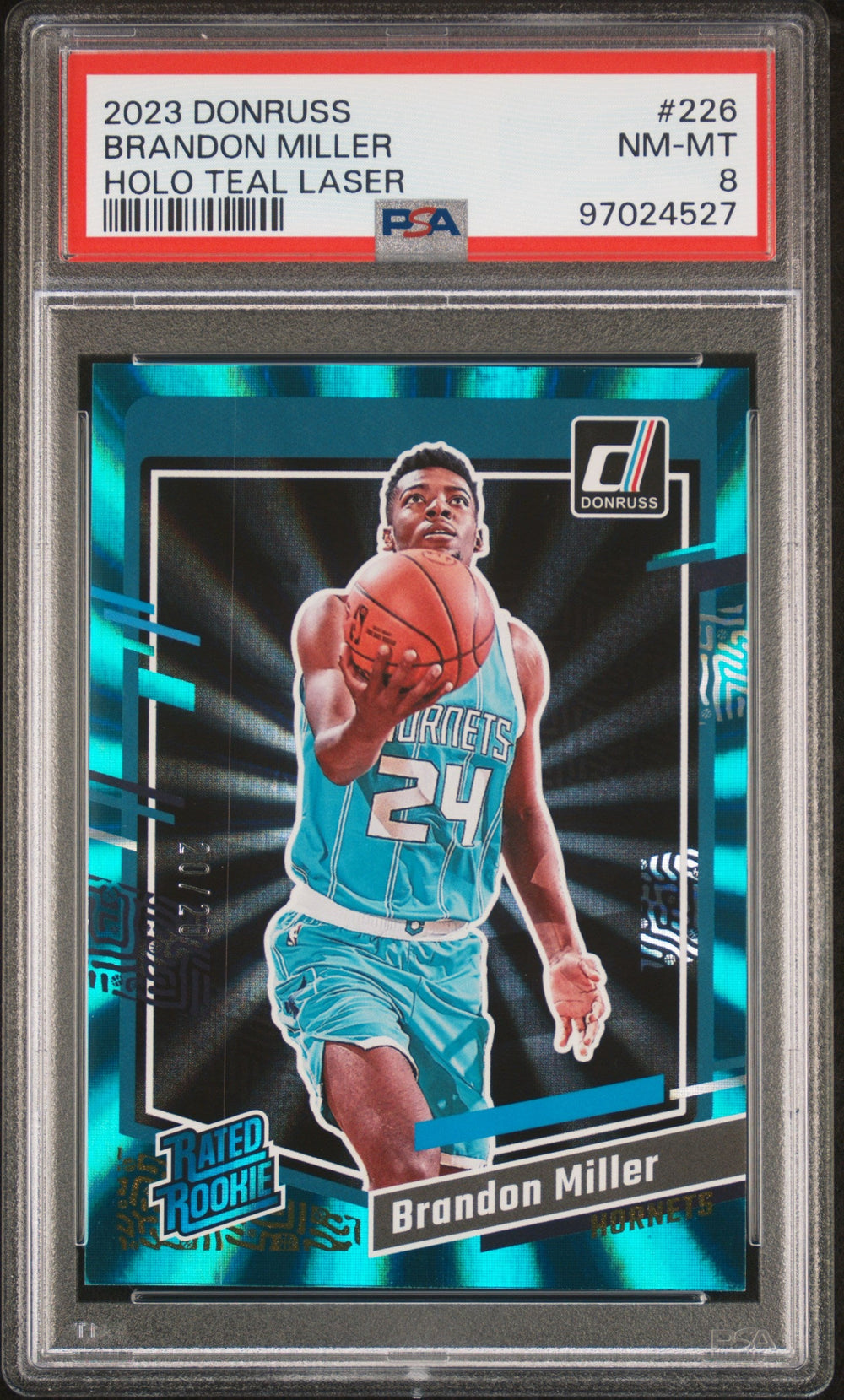 2023 Panini Donruss - #226 - Brandon Miller - Holo Teal Rookie Laser Limited to /20 - PSA Graded Card