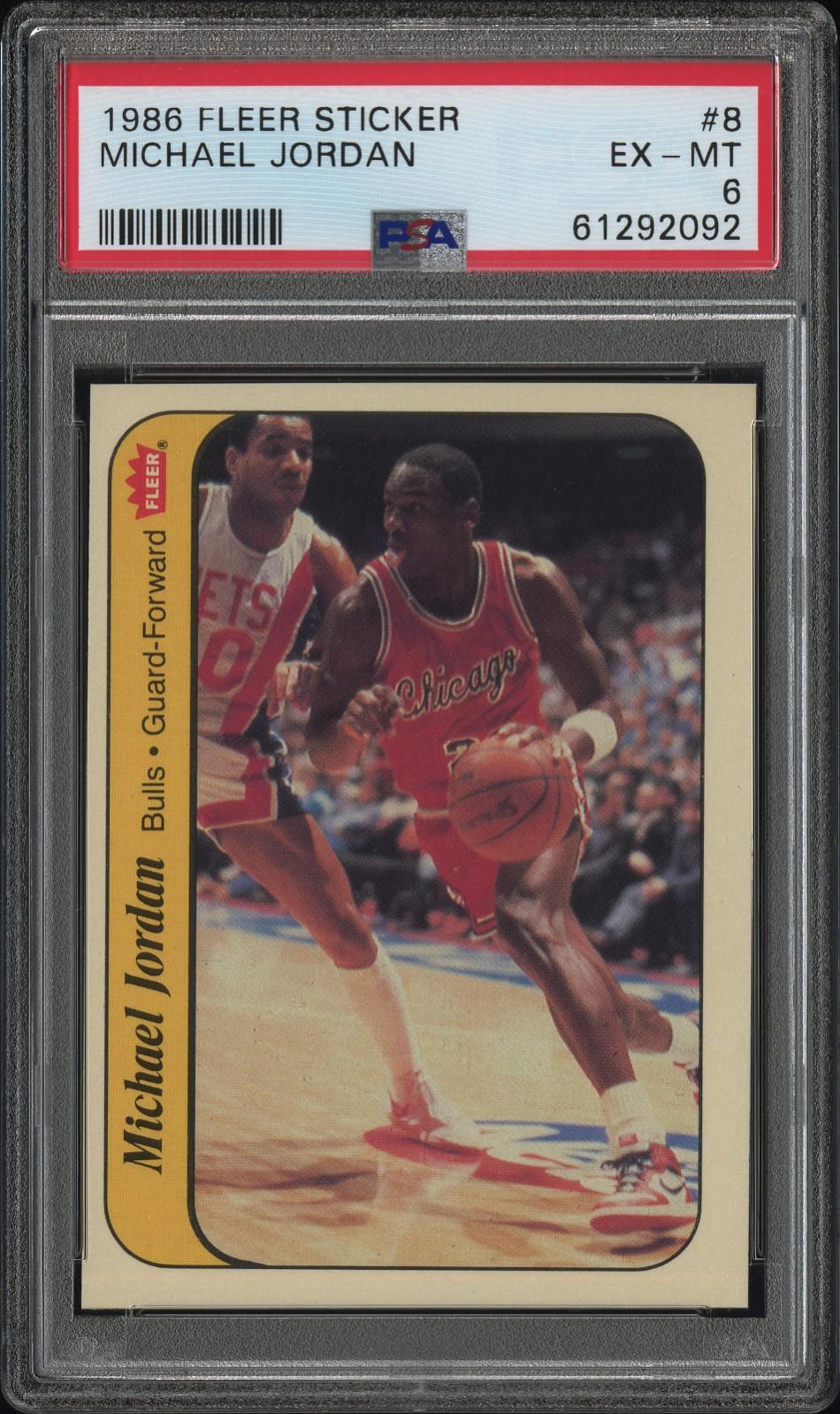 1986 FLEER STICKER 8 MICHAEL JORDAN PSA 6