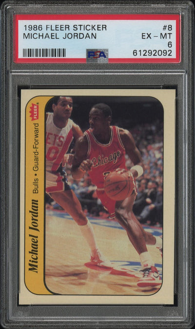 1986 FLEER STICKER 8 MICHAEL JORDAN PSA 6
