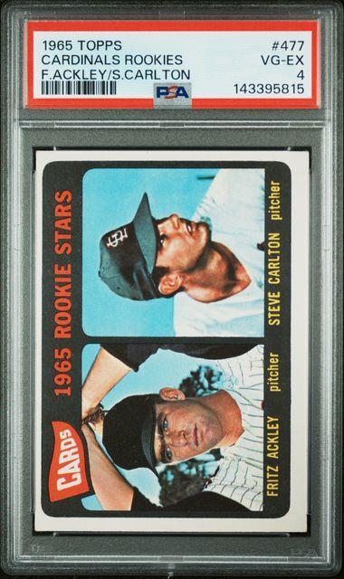 1965 TOPPS #477 CARDINALS ROOKIES F.ACKLEY/S.CARLTON PSA 4