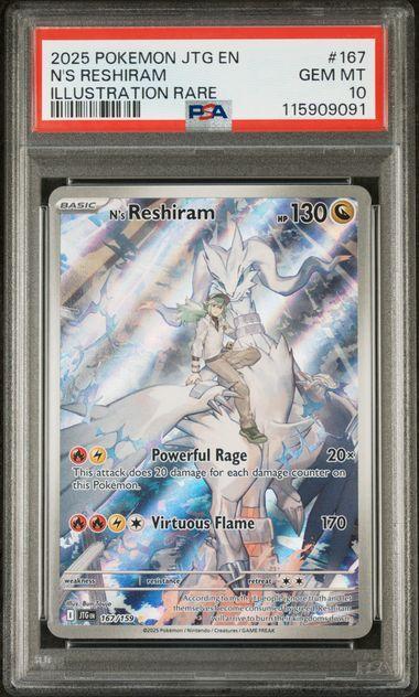2025 POKEMON JTG EN-JOURNEY TOGETHER #167 N'S RESHIRAM ILLUSTRATION RARE PSA 10