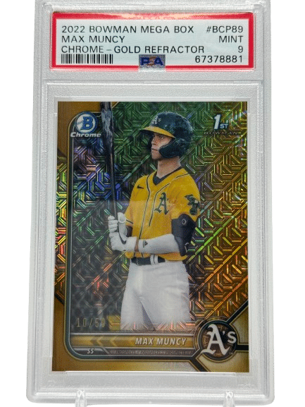 2022 Bowman Mega Max Muncy #BCP-89 Gold Refractor /50 PSA 9