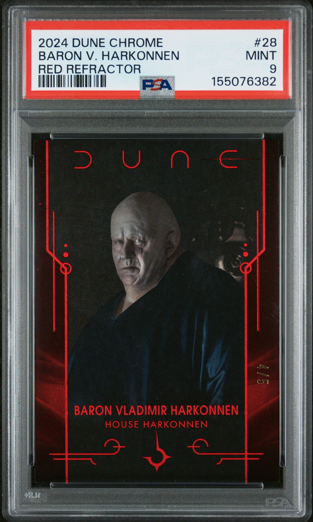 2024 Topps Dune Chrome - Baron V. Harkonnen - Red Refractor /5 #28 - PSA Graded Card