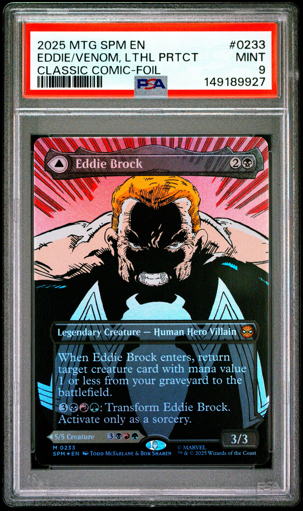 2025 Magic the Gathering Marvel's Spider-Man - Eddie Brock/Venom (Double Sided) - Classic Comic-Foil #SPM 0233 - PSA Graded Card