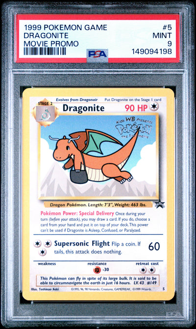 1999 Pokemon Game Movie - Dragonite - Stamped Movie Promo #5 - PSA Graded Card