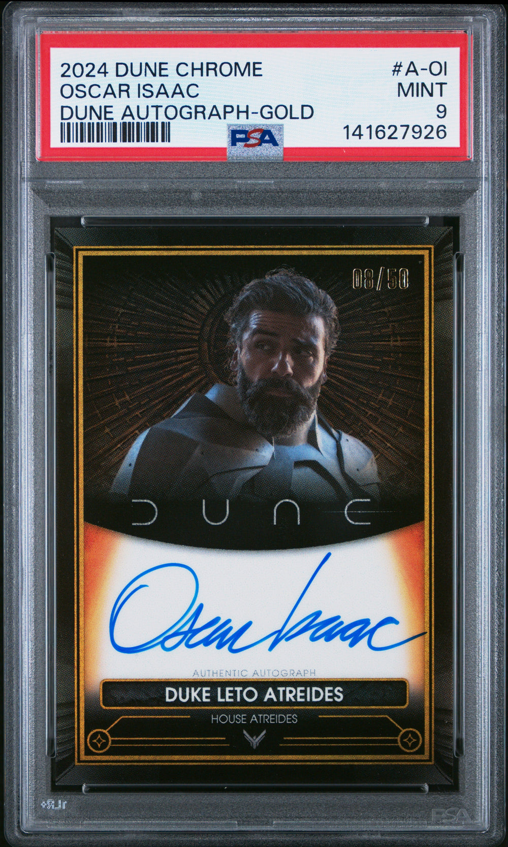 2024 Topps Chrome Dune - Oscar Isaac - On-Card Autographs - Gold Limited to /50 #A-OI - PSA Graded Card