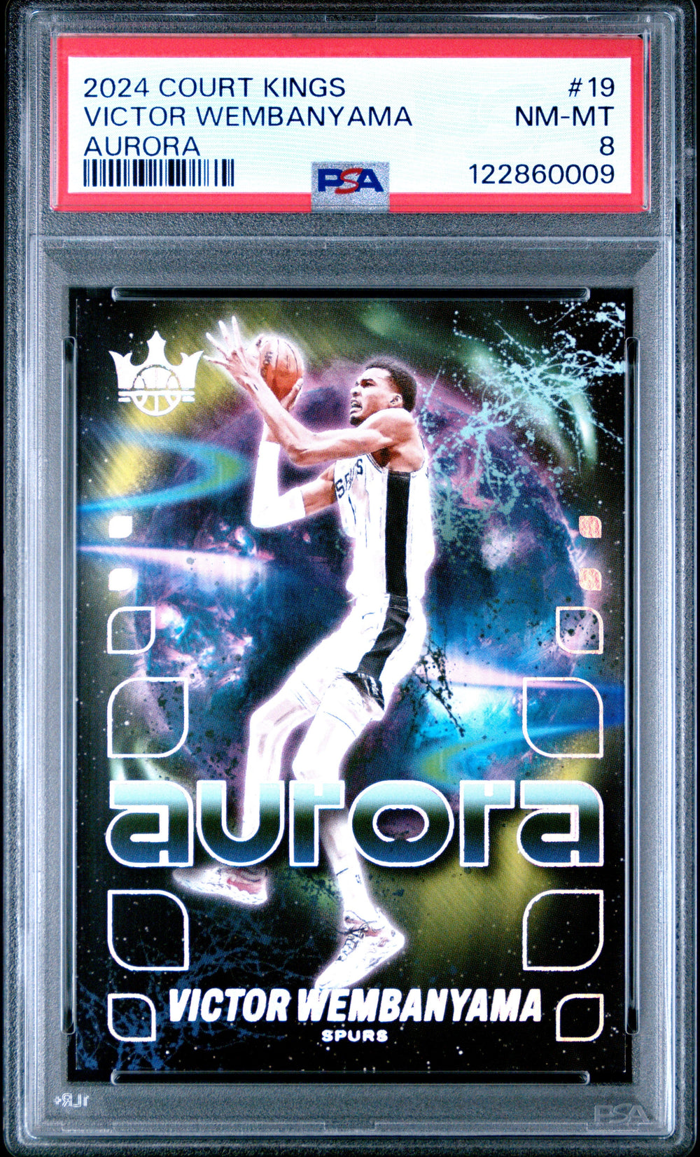2024 Panini Court Kings - Victor Wembanyama - Aurora Case Hit #19 - PSA Graded Card