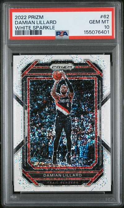2022 Panini Prizm - Damian Lillard - White Sparkle SSP #62 - PSA Graded Card