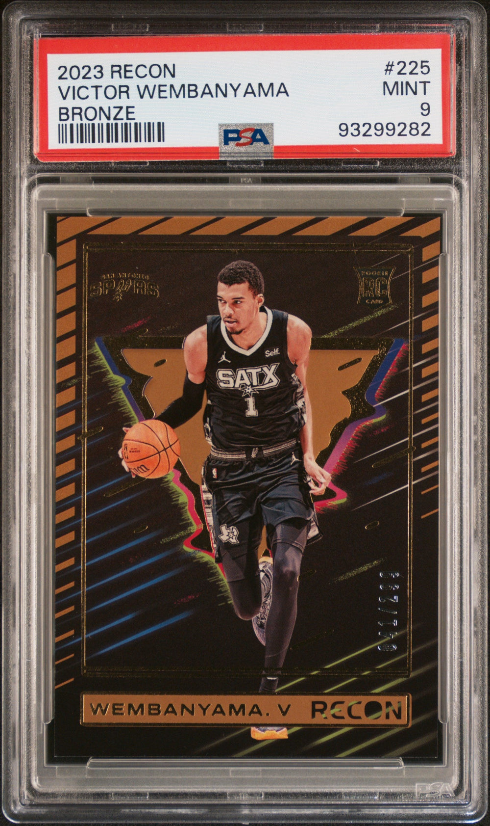 2023 Panini Recon - Victor Wembanyama - Bronze Rookie Limited to /299 #225 - PSA Graded Card