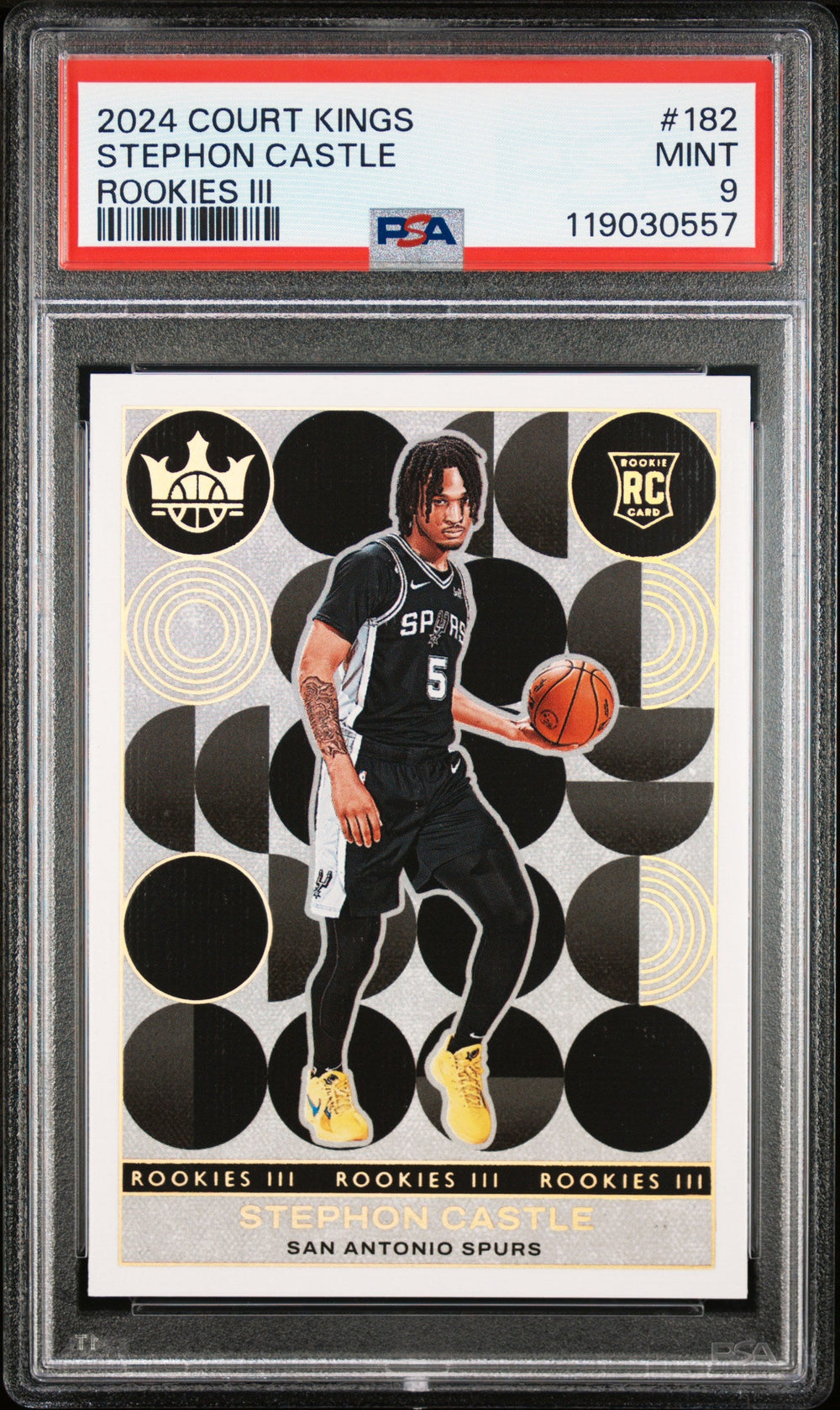 2024 Panini Court Kings - Stephon Castle - Rookies Level 3 III #182 - PSA Graded Card