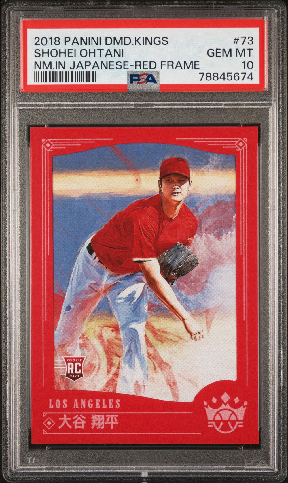 2018 Panini Diamond Kings - Shohei Ohtani - Name in Japanese - Red Frame #73 - PSA Graded Card