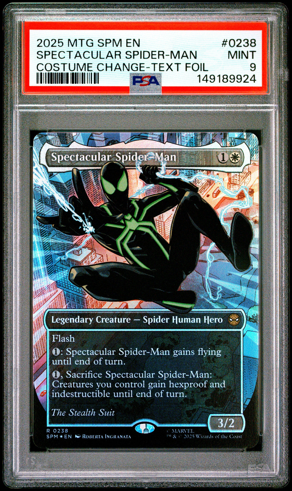 2025 Magic the Gathering Marvel's Spider-Man - Spectacular Spider-Man - Costume Change Textured Foil #SPM 0238 - PSA Graded Card