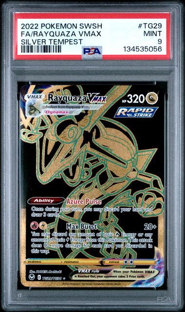 2022 POKEMON SWORD & SHIELD SILVER TEMPEST FA/RAYQUAZA VMAX SILVER TEMPEST #TG29 PSA 9