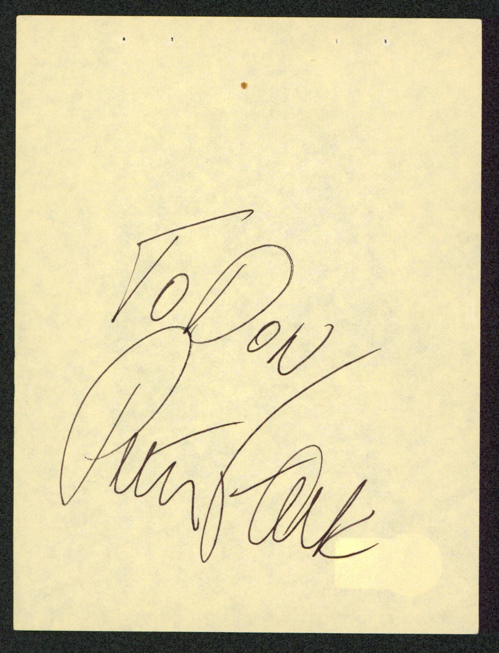 Peter Falk Columbo "To Don" Authentic Signed 4.5x6 Cut Signature BAS #BV03275