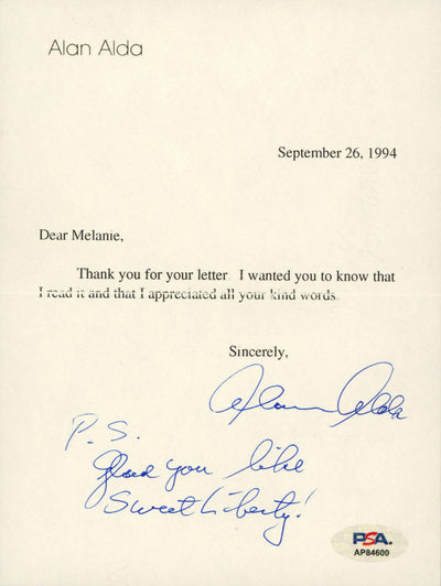 Alan Alda M*A*S*H Authentic Signed 5.75x7.75 Letter Autographed PSA/DNA #AP84600