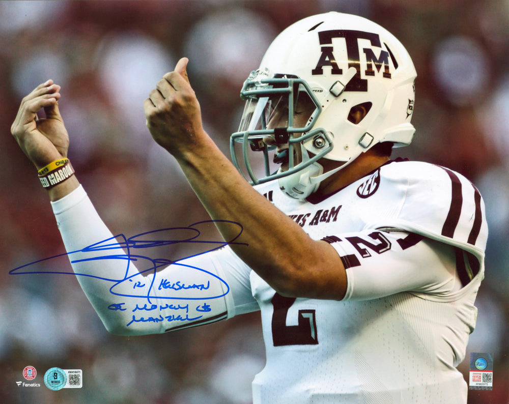Texas A&M Johnny Manziel "2x Insc" Authentic Signed 11x14 Photo BAS Witnessed