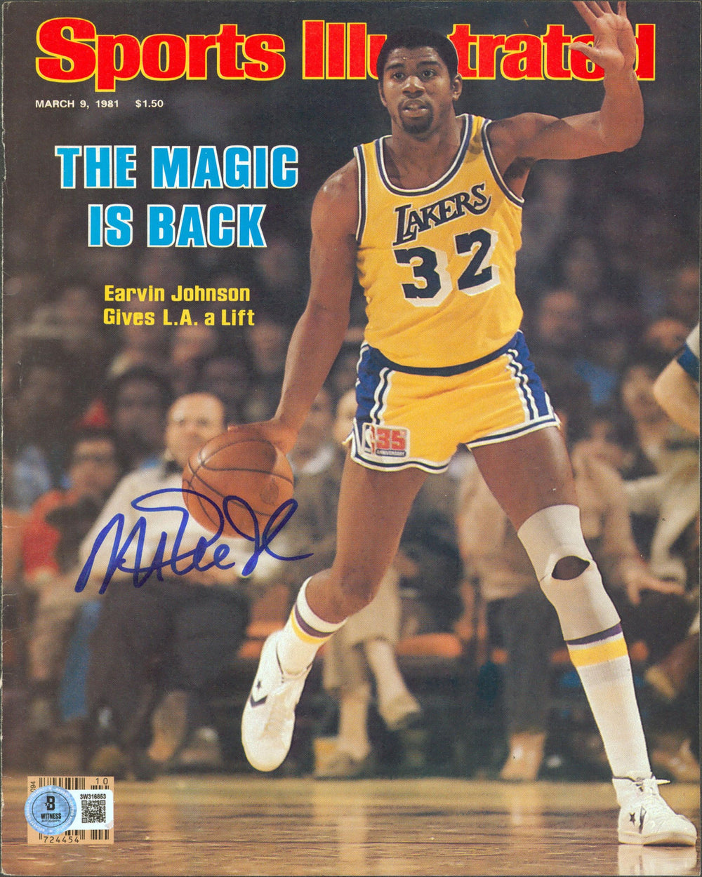 Lakers Magic Johnson Authentic Signed March 1981 SI Magazine Cover BAS #3W316853