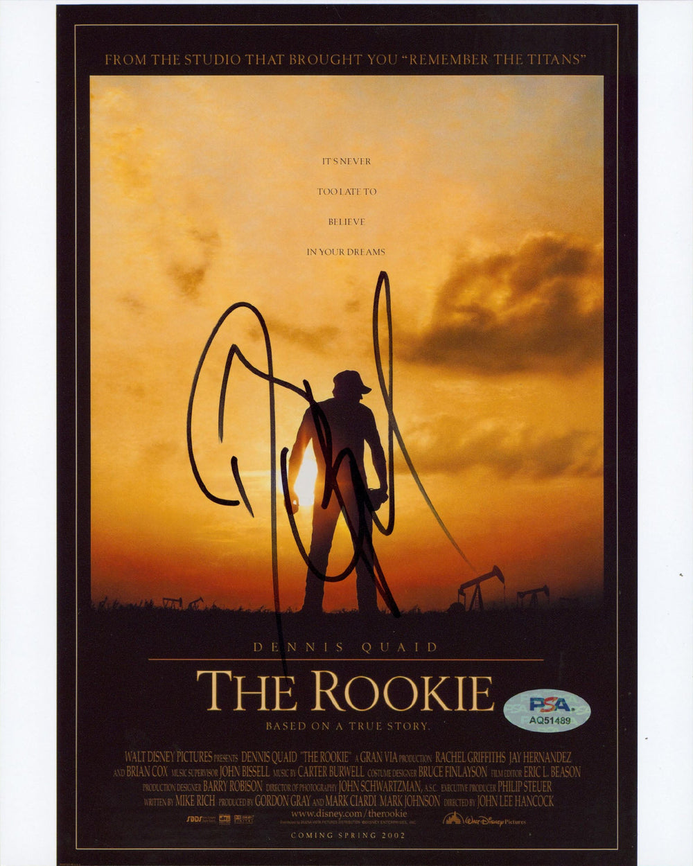 Dennis Quaid The Rookie Authentic Signed 8x10 Vertical Photo PSA/DNA #AQ51489