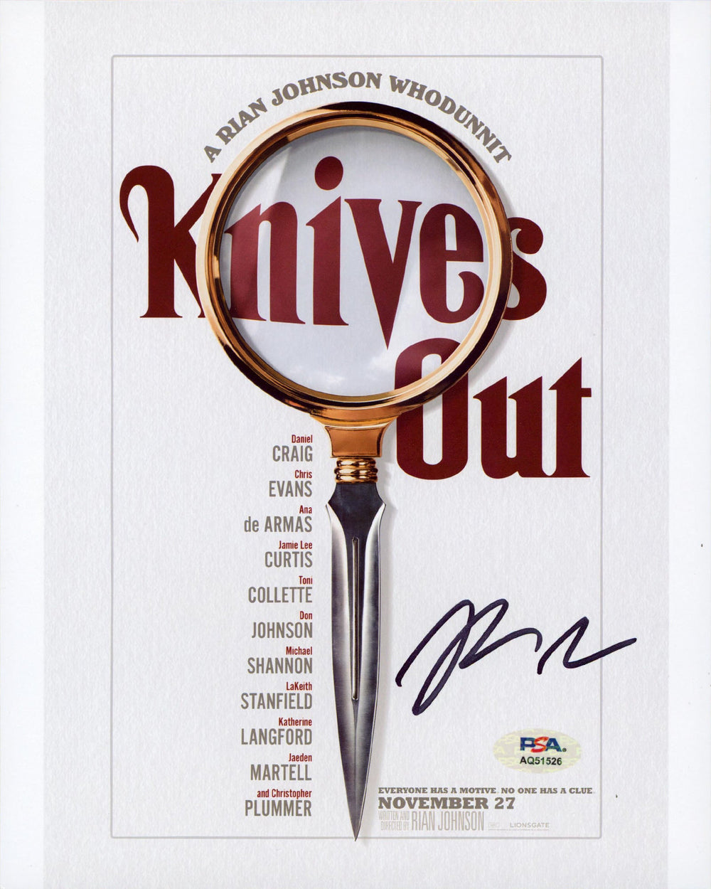 Rian Johnson Glass Onion: A Knives Out Mystery Signed 8x10 Photo PSA #AQ51526