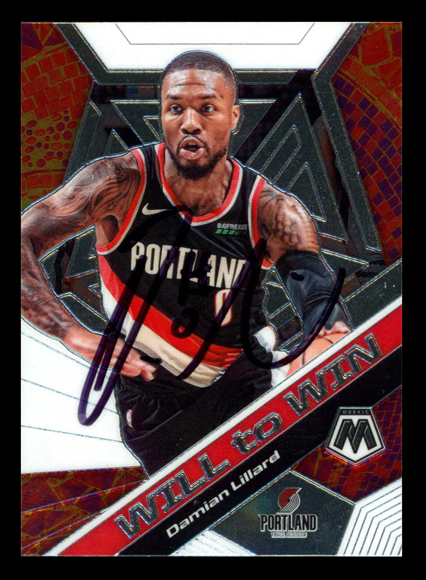Blazers Damian Lillard Signed 2019 Panini Mosaic WTW #19 Card JSA #UU18291