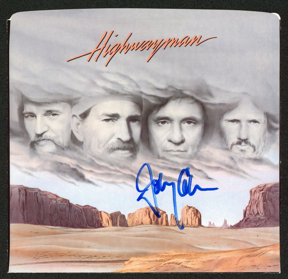 Johnny Cash The Highwaymen Authentic Signed 45 RPM Album Cover BAS #AE64488