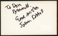 John Abbott Jane Eyre "To Don Good Wishes" Signed 3x5 Index Card BAS #BW70159