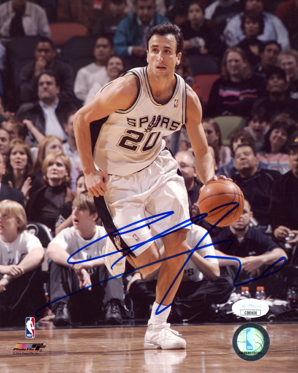 Spurs Manu Ginobili Authentic Signed 8x10 Vertical PhotoFile Photo JSA #CD80608