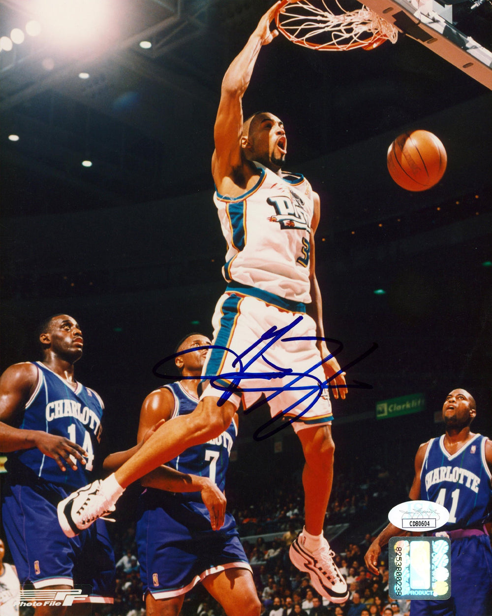 Pistons Grant Hill Authentic Signed 8x10 Vertical PhotoFile Photo JSA #CD80604
