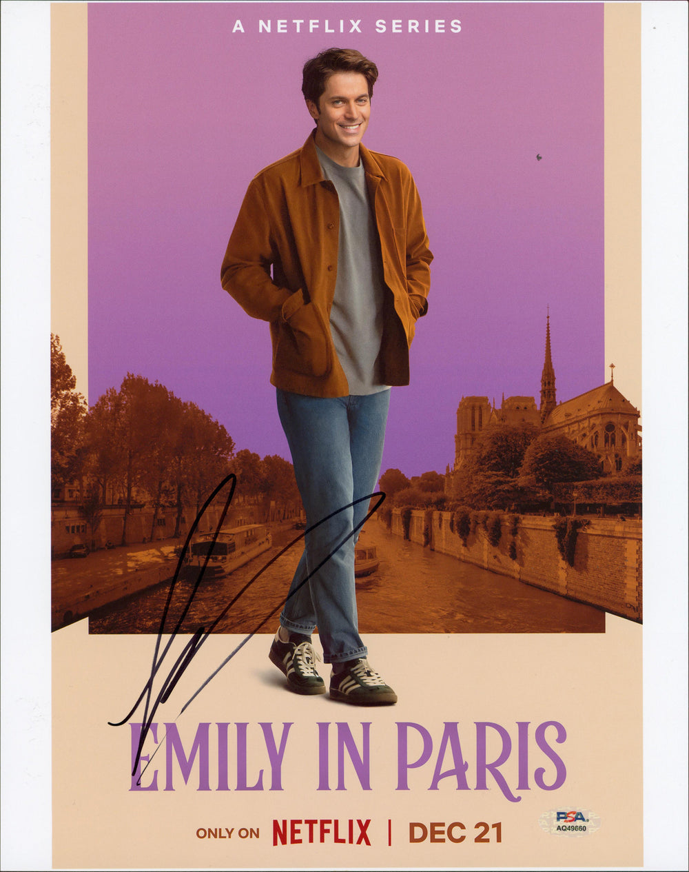 Lucas Bravo Emily In Paris Authentic Signed 11x14 Photo PSA/DNA #AQ49660