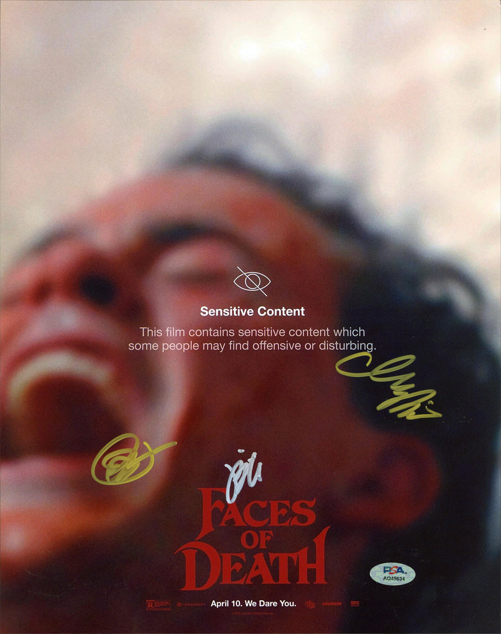Faces Of Death (3) Ferreira, Goldhaber & Mazzei Signed 11x14 Photo PSA #AQ49634