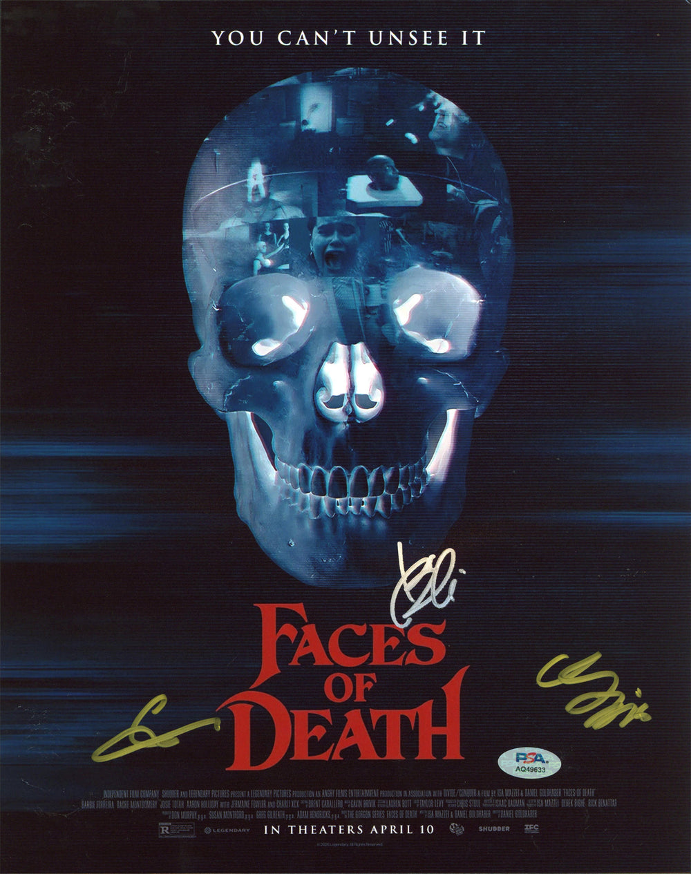 Faces Of Death (3) Ferreira, Goldhaber & Mazzei Signed 11x14 Photo PSA  #AQ49633