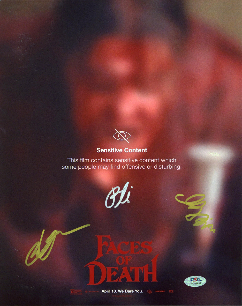 Faces Of Death (3) Ferreira, Goldhaber & Mazzei Signed 11x14 Photo PSA #AQ49632