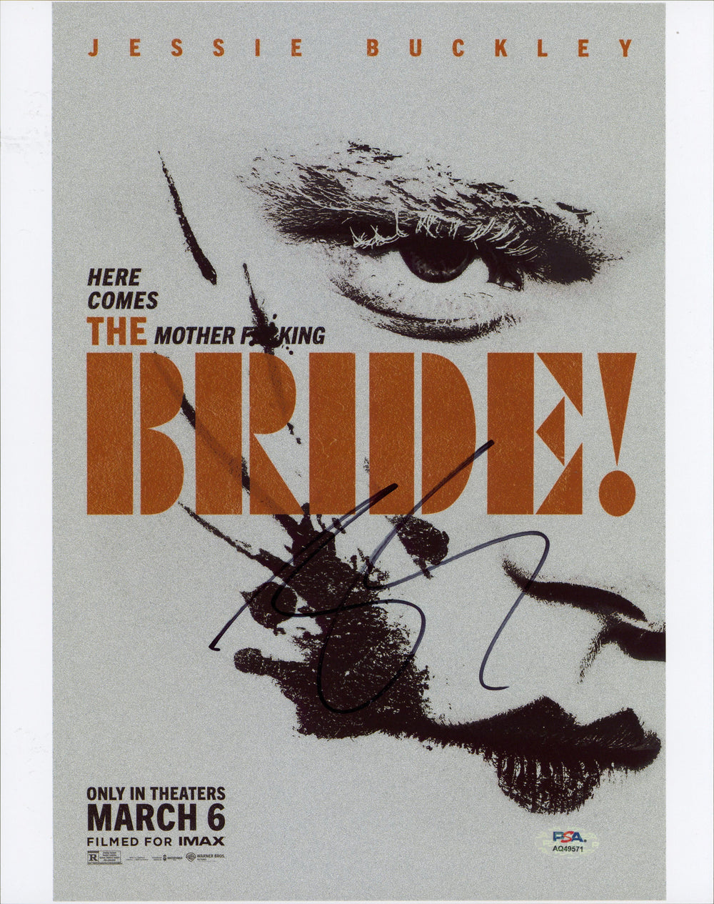 Jessie Buckley The Bride! Authentic Signed 11x14 Vertical Photo PSA/DNA #AQ49571