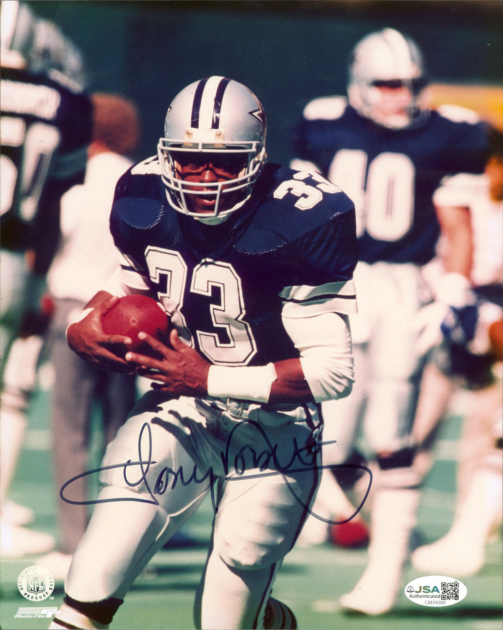 Cowboys Tony Dorsett Authentic Signed 8x10 Vertical PhotoFile Photo JSA #CM74360