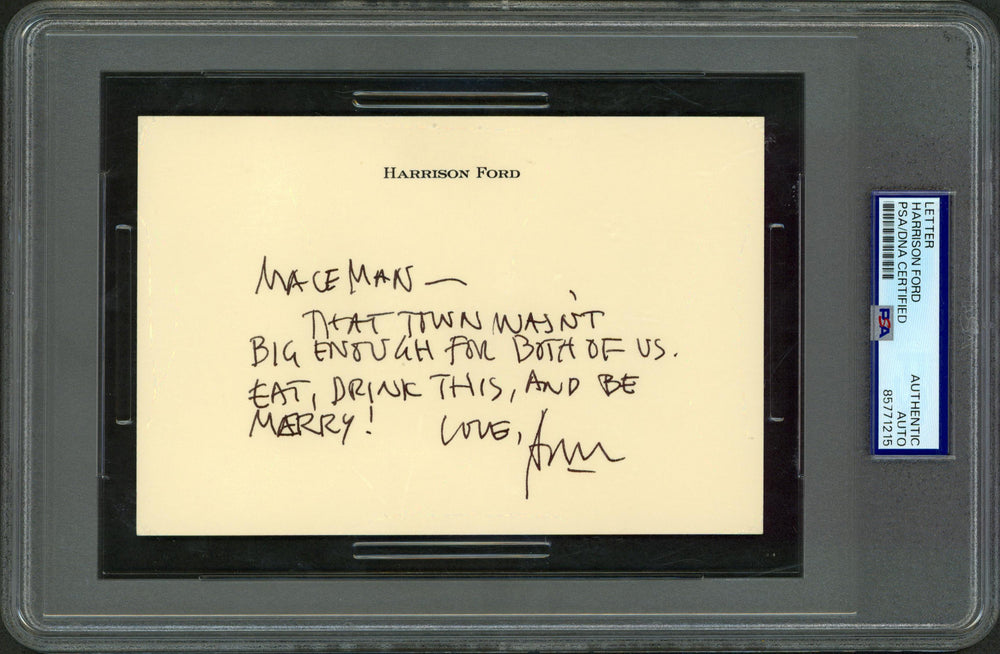 Harrison Ford Star Wars Signed 4.25x6.25 Handwritten Letter PSA/DNA Slabbed