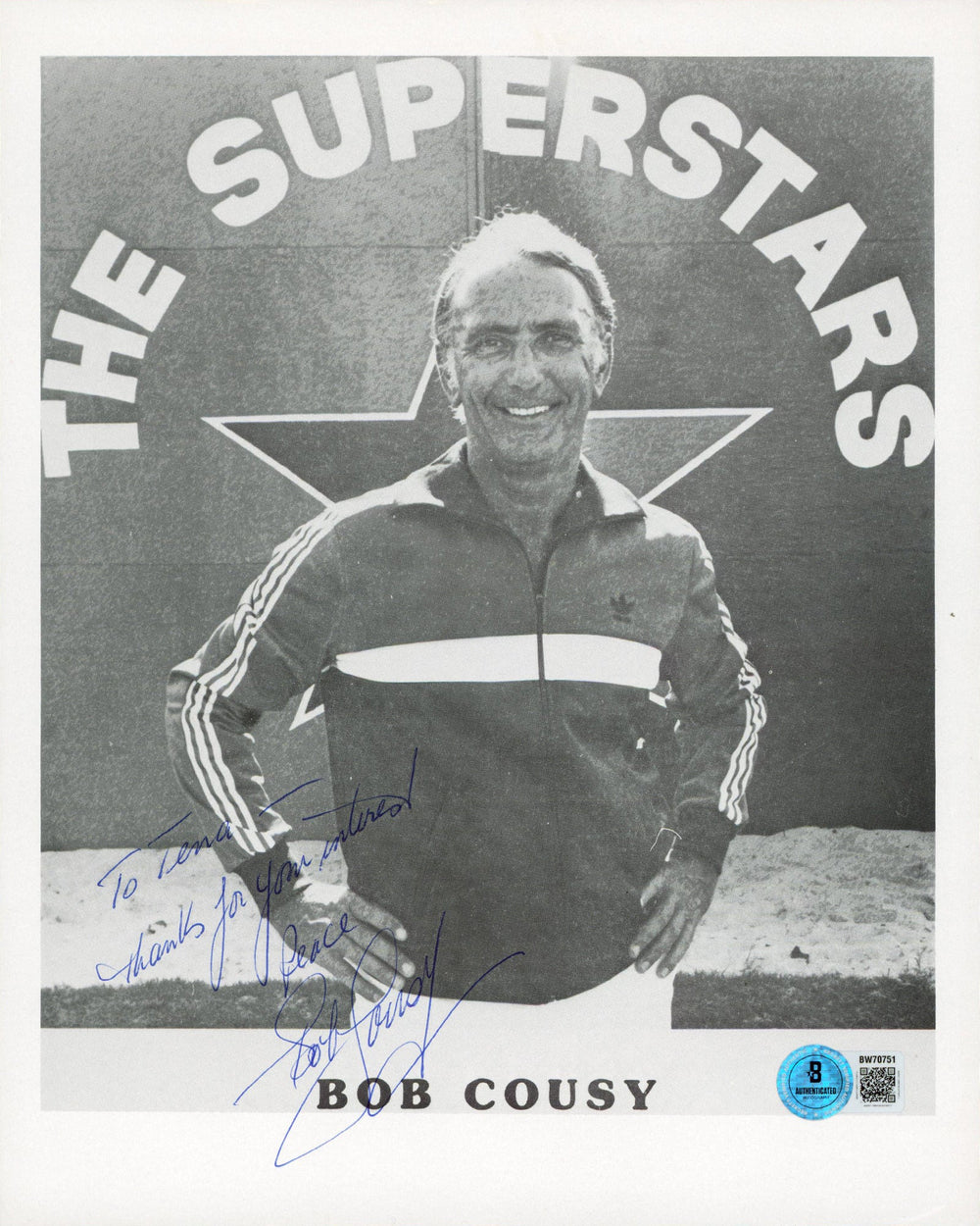 Celtics Bob Cousy "Thanks For Your Interest" Signed 8x10 Photo BAS #BW70751