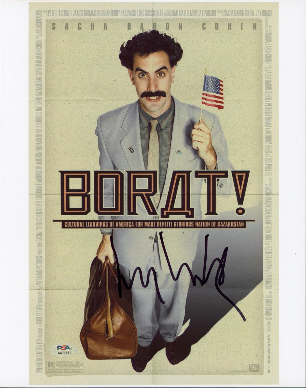 Sacha Baron Cohen Borat Authentic Signed 11x14 Vertical Photo PSA/DNA #AQ71581