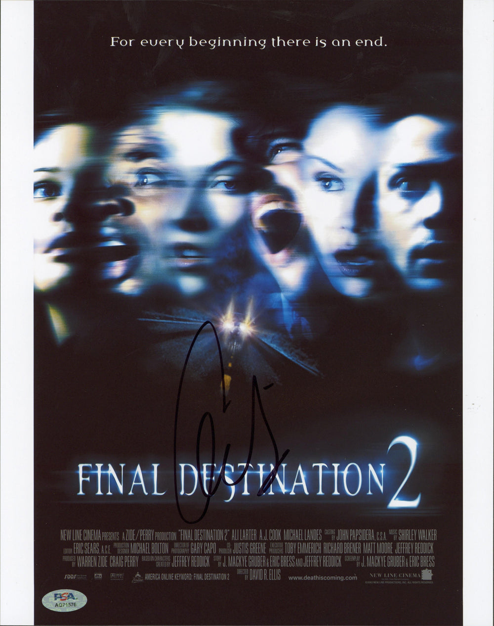 Ali Larter Final Destination 2 Authentic Signed 11x14 Photo PSA/DNA #AQ71576
