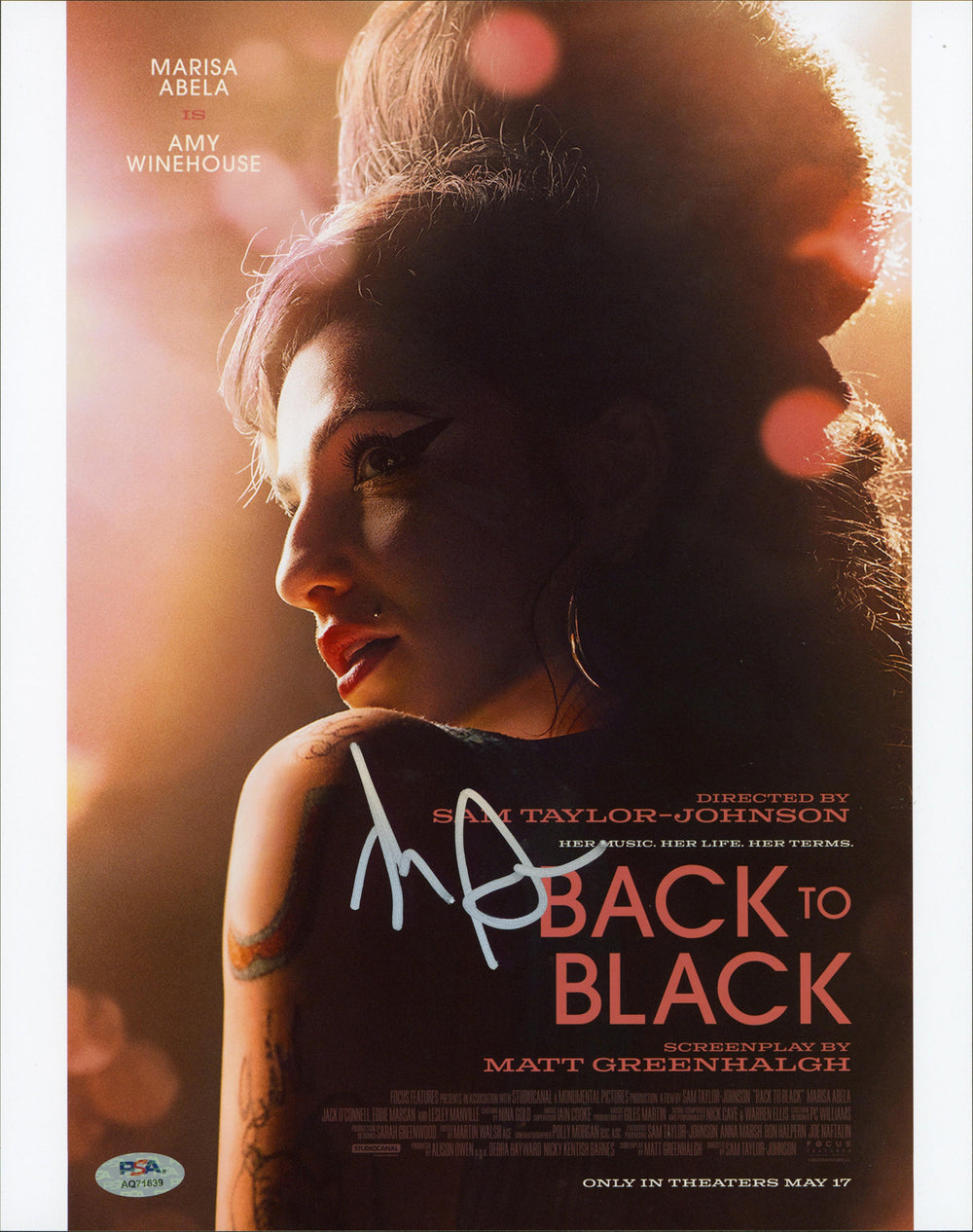Marisa Abela Back To Black Authentic Signed 11x14 Vertical Photo PSA #AQ71639