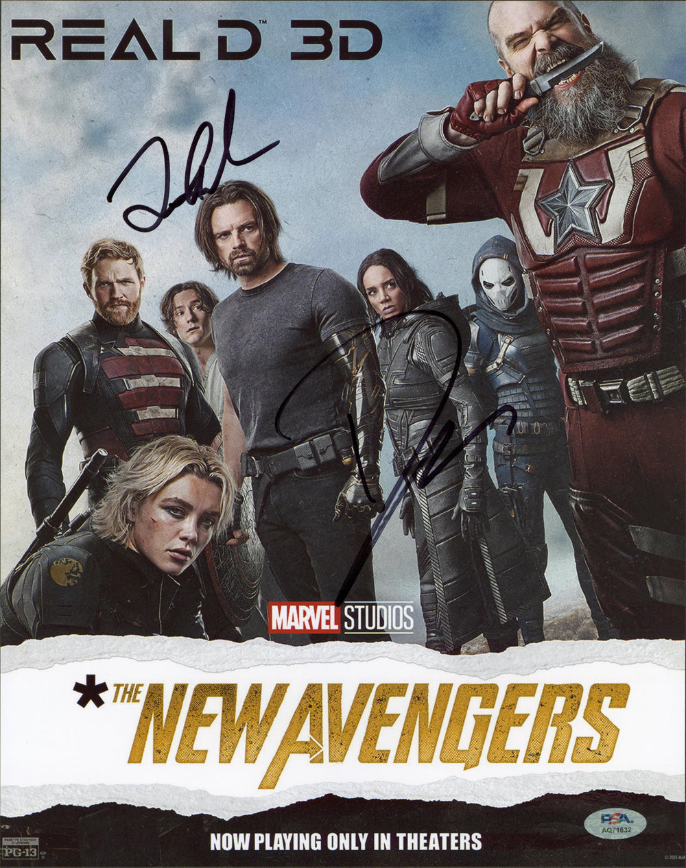 Lewis Pullman & David Harbour Marvel's Thunderbolts Signed 11x14 Photo PSA