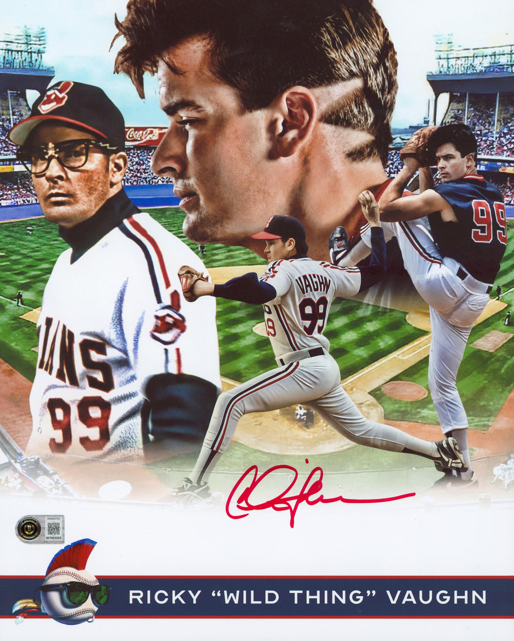 Charlie Sheen Major League Signed 11x14 Custom Collage Photo BAS Witnessed