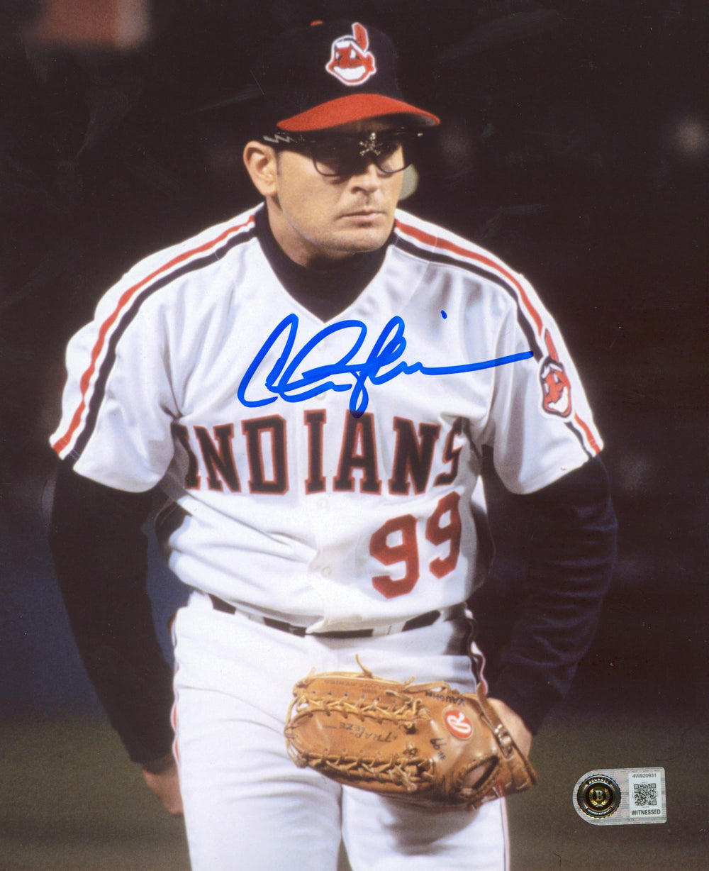 Charlie Sheen Major League Signed 8x10 Vertical Closeup Photo BAS Witnessed